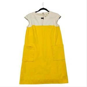 Kate Spade Yellow A-Line Mini Dress with Raglan Cap Sleeves Pockets Sz S